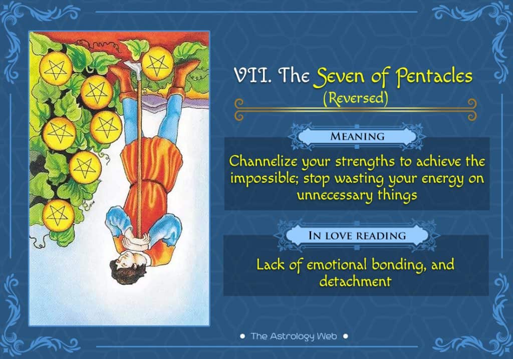 Seven Of Pentacles Meaning Upright And Reversed Tarot Technique 