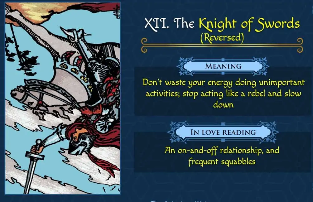 knight of cups reverse